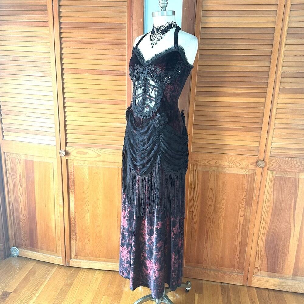 Devil Fashion Gothic Victorian Vampire Vkei Murderous Intents Velvet Dress - Picture 6 of 17